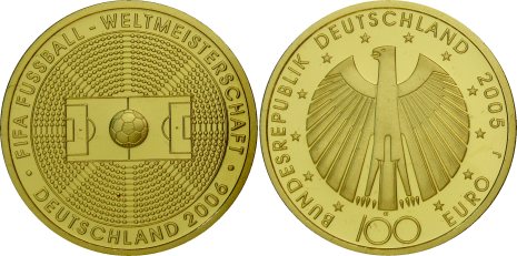 100 Euro Goldm&uuml;nze Fussball-WM 2006
