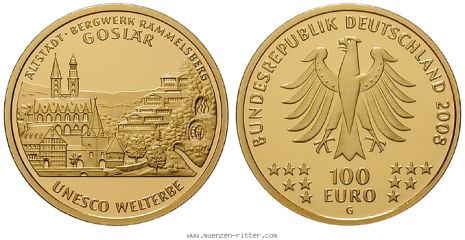 100 Euro Goldm&uuml;nze Goslar 2008