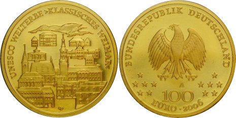100 Euro Goldm&uuml;nze Weimar 2006