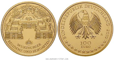 100 Euro Goldm&uuml;nze W�rzburg 2010